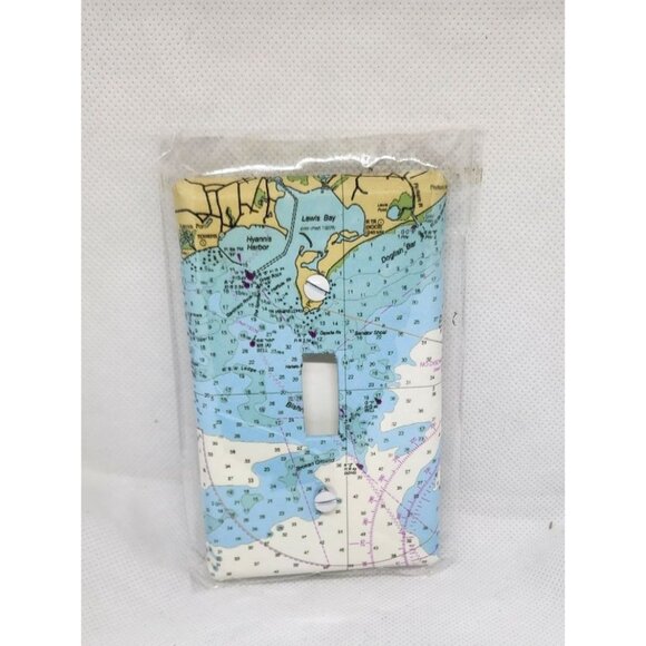 Nautical Chart Fabric-Covered Light Switch Plate By Breakwater Blue - Picture 10 of 10